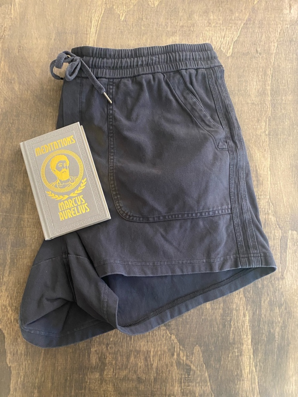 Athleta Thick Athleisure Washed Black Drawstring Shorts